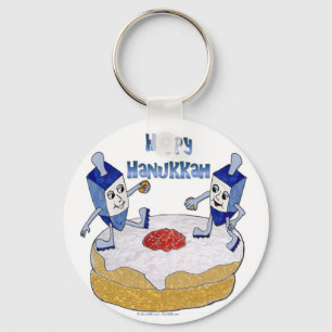 Happy Hanukkah Dancing Dreidels Jelly Doughnut Schlüsselanhänger