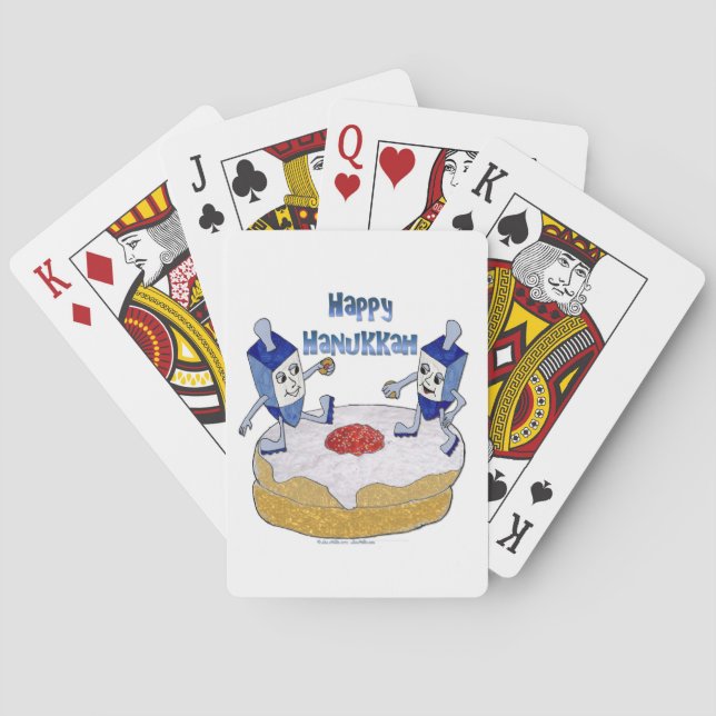 Happy Hanukkah Dancing Dreidels Jelly Doughnut Spielkarten (Rückseite)