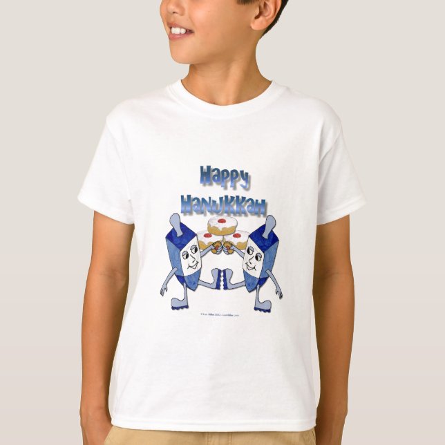 Happy Hanukkah Dancing Dreidels Jelly Doughnut T-Shirt (Vorderseite)