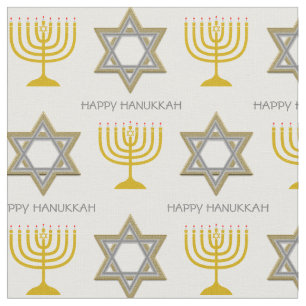 HAPPY HANUKKAH Davidstern Menorah Stoff
