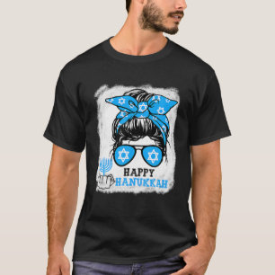 Happy Hanukkah Days Messy Bun Hair Funny Ugly Hanu T-Shirt