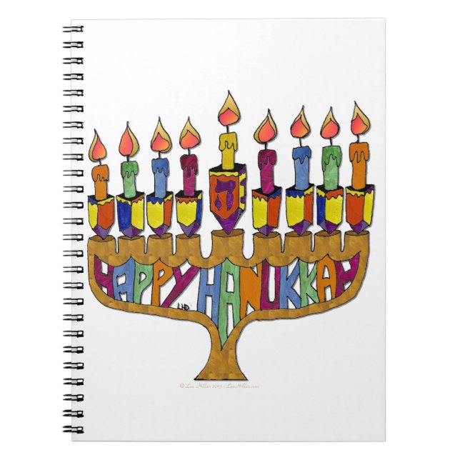 Happy Hanukkah Dreidels Menorah Notizblock (Vorderseite)