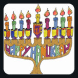 Happy Hanukkah Dreidels Menorah Quadratischer Aufkleber<br><div class="desc">Sie sehen die Lee Hiller Design Collection. Bekleidung,  Geschenke & Sammlerstücke Lee Hiller Fotografie oder Digital Art Collection. Sie können ihre Naturfotografie unter http://HikeOurPlanet.com/ ansehen und ihrem Wanderblog im Hot Springs Nationalpark folgen.</div>