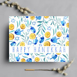 Happy Hanukkah Driedel Gelt Watercolor CUSTOM Postkarte<br><div class="desc">Passen Sie diese Karte an,  indem Sie Ihren eigenen Text über den niedlichen Hintergrund hinzufügen. Karo meinen Shop für mehr Farben und Designs oder lass mir wissen,  ob Sie etwas Angewohntes wollen. Danke für den Einkauf mit mir!</div>