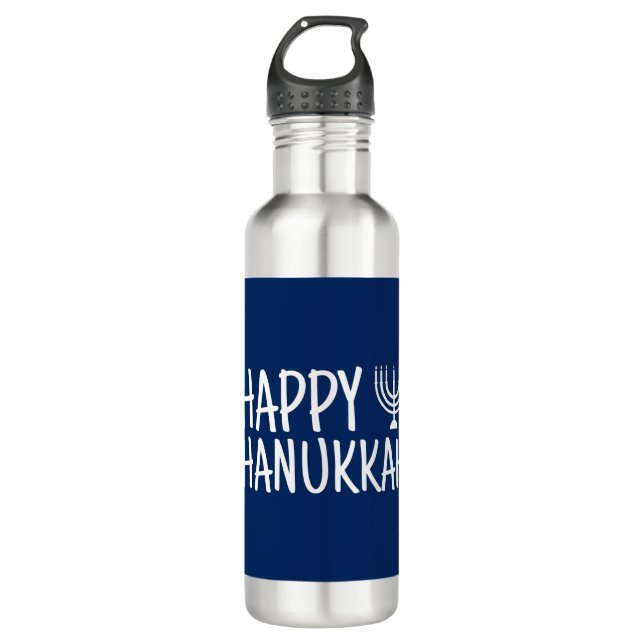 Happy Hanukkah Edelstahlflasche (Vorderseite)