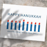 Happy Hanukkah | Einfaches und modernes Gruß Feiertagspostkarte<br><div class="desc">Es handelt sich um ein einfaches,  minimalistisches und modernes Design der Menorah oder Tempelkerzenleuchten.</div>