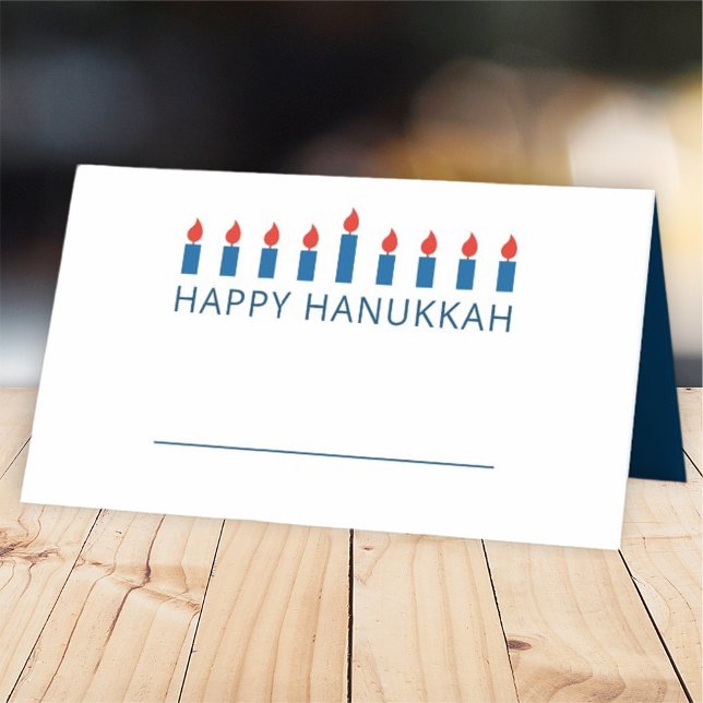 Happy Hanukkah | Einfaches und modernes Gruß Platzkarte (Von Creator hochgeladen)
