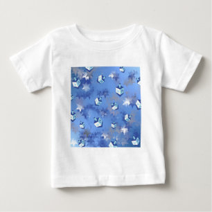 Happy Hanukkah Falling Star und Dreidels Baby T-shirt