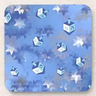 Happy Hanukkah Falling Stars and Dreidels Untersetzer