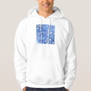 Happy Hanukkah Falling Stars und Dreidels Hoodie