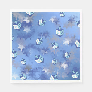 Happy Hanukkah Falling Stars und Dreidels Napkins Serviette