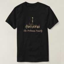 Happy Hanukkah Familie Name One Candle Simple