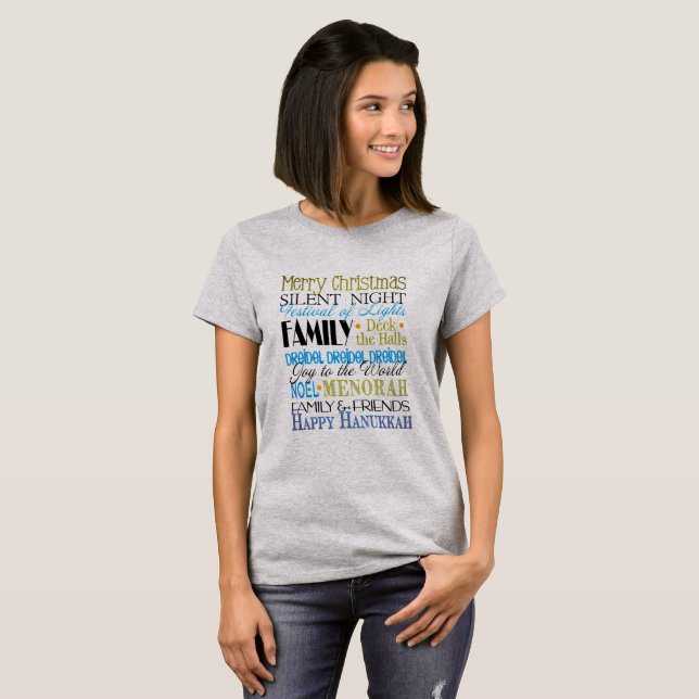 Happy Hanukkah Familie und Freunde T-Shirt (Vorne ganz)
