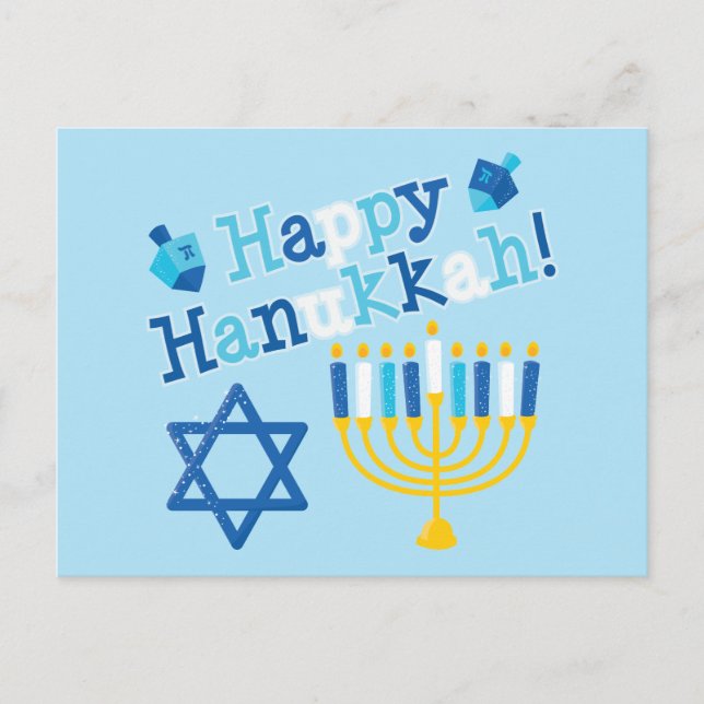 Happy Hanukkah Feiertagspostkarte (Vorderseite)