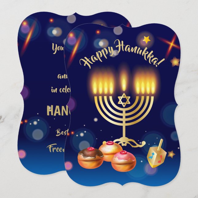 Happy Hanukkah Festival of Lights Einladung (Vorne/Hinten)