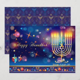 Happy Hanukkah Festival of Lights Gold Einladung