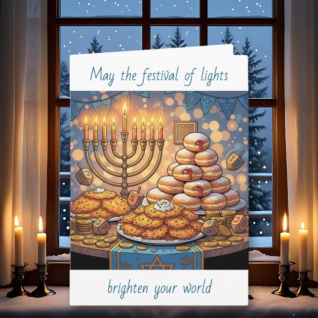 Happy Hanukkah | Festival of Lights Karte (Von Creator hochgeladen)