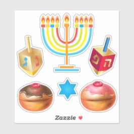 Happy Hanukkah Festival Party Feiertage Symbole Aufkleber