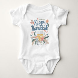 Happy Hanukkah FLorals Handgezeichnet Kunst Baby Strampler