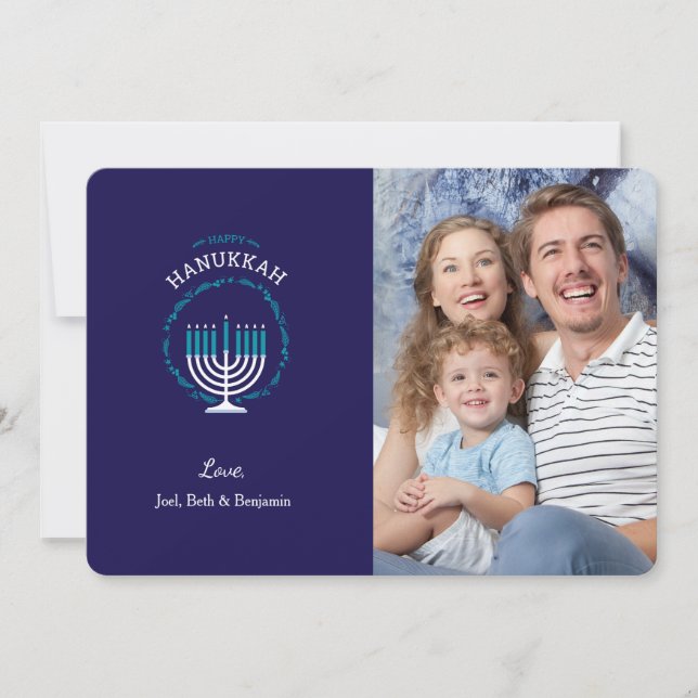 Happy Hanukkah Foto Card Einladung (Vorderseite)