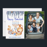 Happy Hanukkah Foto Vorlage Menorah Pine Drop<br><div class="desc">Dieses Design kann in dem Bereich personalisiert werden, der durch das Ändern des Fotos und/oder Textes zur Verfügung gestellt wird. Sie können auch angepasst werden, indem Sie auf Vorlage personalisieren klicken und dann auf die Schaltfläche klicken, um weitere Optionen anzupassen, um die Hintergrundfarbe zu löschen oder zu ändern, Text hinzuzufügen,...</div>