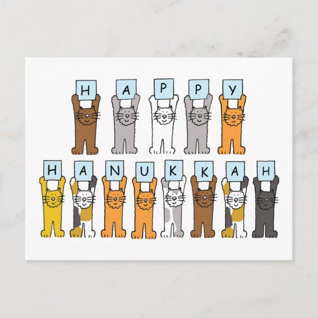 Happy Hanukkah für Cat Lover Feiertagspostkarte (Vorderseite)