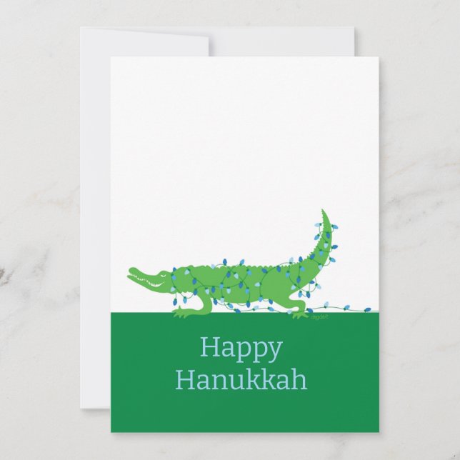 Happy Hanukkah Gator Feiertagskarte (Vorderseite)