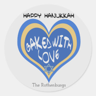 Happy Hanukkah, gebacken mit Liebe Runder Aufkleber