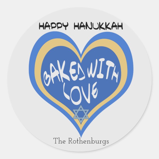 Happy Hanukkah, gebacken mit Liebe Runder Aufkleber (Vorderseite)