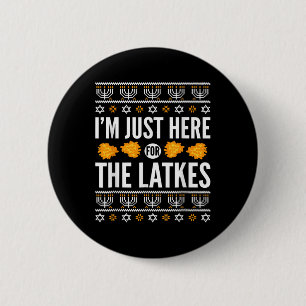 Happy Hanukkah gerade hier für Latkes Juden aus He Button