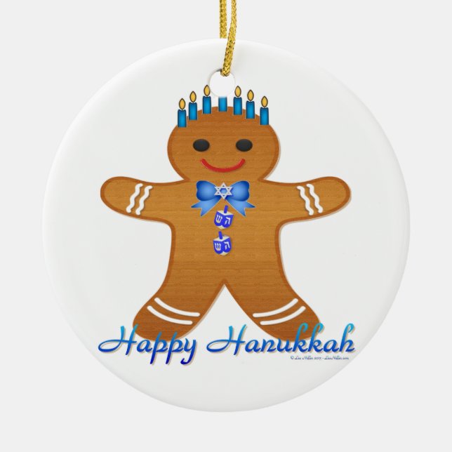 Happy Hanukkah Gingerbread Man Menorah Keramik Ornament (Vorne)