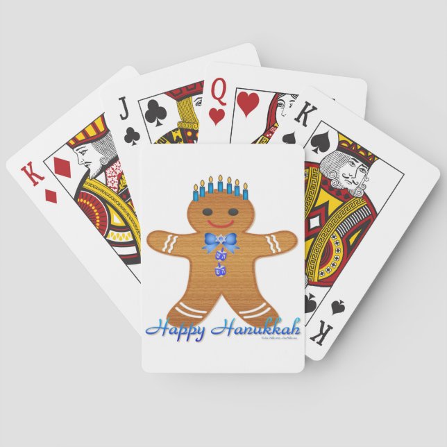 Happy Hanukkah Gingerbread Man Menorah Spielkarten (Rückseite)
