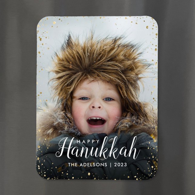 Happy Hanukkah | Glitz Imitats Glitzer Foto Overla Magnet (Von Creator hochgeladen)