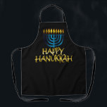 Happy Hanukkah Gold Aquamarin Menorah Schürze<br><div class="desc">Happy Hanukkah Gold Aquamarine Menorah Schürze</div>