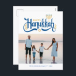 "Happy Hanukkah" Gold Menorah Feiertagspostkarte<br><div class="desc">"Happy Hanukkah" Gold Menorah Design.</div>