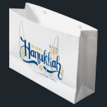 "Happy Hanukkah" Gold Menorah Große Geschenktüte<br><div class="desc">"Happy Hanukkah" Gold Menorah Design.</div>