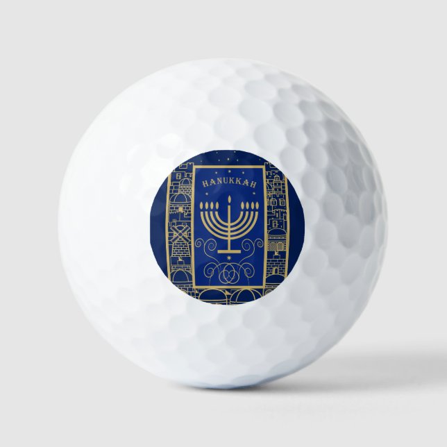 Happy Hanukkah Gold Menorah Jewish Holiday Golfball (Vorderseite)