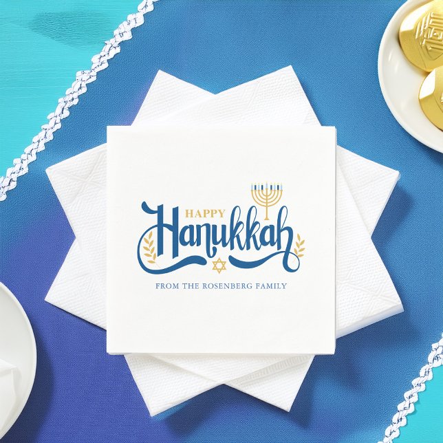 "Happy Hanukkah" Gold Menorah Serviette (Von Creator hochgeladen)