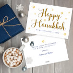 Happy Hanukkah Gold Script Feiertagskarte<br><div class="desc">Happy Hanukkah Gold Script Holiday Card</div>
