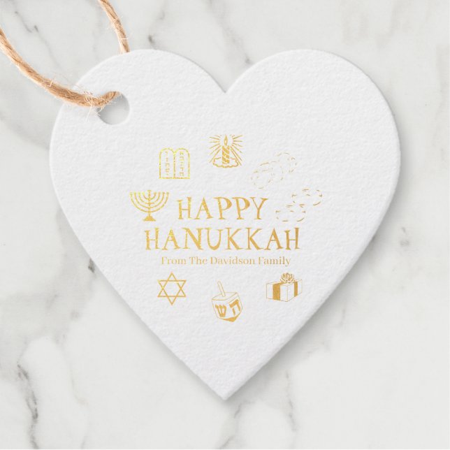 Happy Hanukkah goldfarbene Brusthymne Geschenkanhänger (Vorderseite)