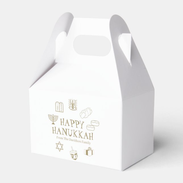Happy Hanukkah goldfarbener Name Geschenkschachtel (Vorderseite)