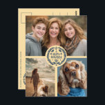 Happy Hanukkah Hand Gezeichnet CUSTOM 3 FOTO Urlau Postkarte<br><div class="desc">Hoffe, dass Ihnen dieses Ferien-Design gefällt. Fügen Sie Ihre eigenen Fotos nach vorne, indem Sie auf "Diese Vorlage personalisieren" klicken. Stellen Sie sicher, dass Sie Ihre Fotos unter Kreisbild und Kunstwerken ordnen. Alles ist einstellbar. Bearbeiten Sie den Text auch auf der Rückseite, indem Sie auf "Personalisieren" klicken und die Schriftart-...</div>
