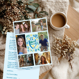 HAPPY HANUKKAH HandGezeichnet CUSTOM 6 FOTO Feiertagskarte