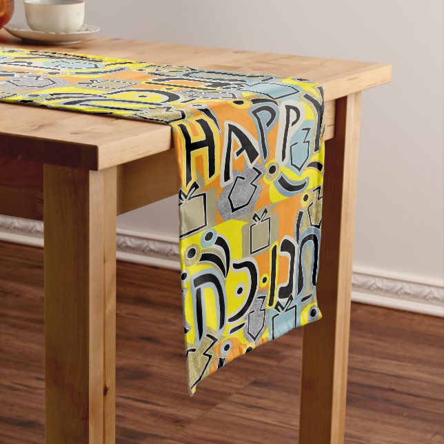 Happy Hanukkah Happy Großer Tischläufer (Beispiel)
