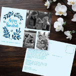 Happy Hanukkah Holiday CUSTOM 3 FOTOS Postkarte<br><div class="desc">Hoffe, dass Ihnen dieses Ferien-Design gefällt. Fügen Sie Ihre eigenen Fotos und Texte vor und zurück, indem Sie auf "Diese Vorlage personalisieren" klicken. Stellen Sie sicher, dass Sie Ihre Fotos unter der "Gruppe", die den weißen Rahmen erstellt, arrangieren. Alles ist einstellbar. Fügen Sie Ihren Text auch auf der Rückseite hinzu...</div>
