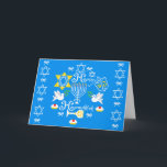 Happy Hanukkah Holiday Feiertagskarte<br><div class="desc">Happy Hanukka! Feiern Sie Hanukkah in diesem Jahr mit schönem Urlaubsdesign. Navy Hintergrund mit weißen Menorah und anderen Hanukkah-Gegenständen.</div>