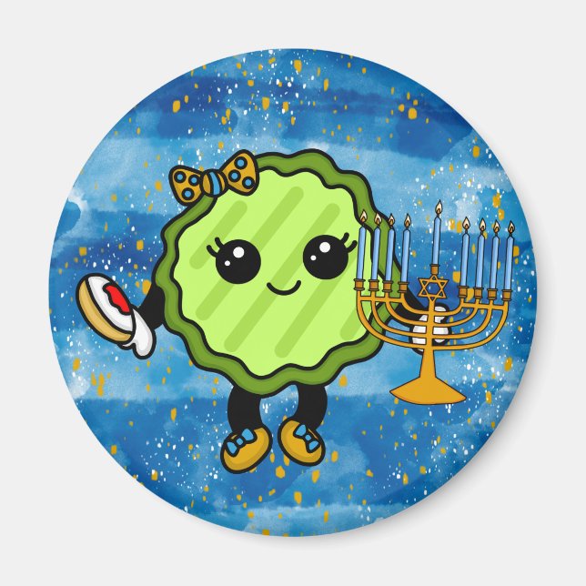 Happy Hanukkah Holiday Pickle Magnet (Vorne)
