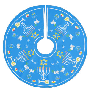 Happy Hanukkah Holiday Polyester Weihnachtsbaumdecke