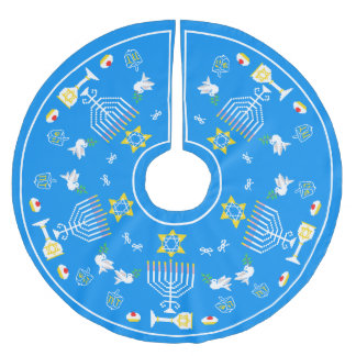 Happy Hanukkah Holiday Polyester Weihnachtsbaumdecke