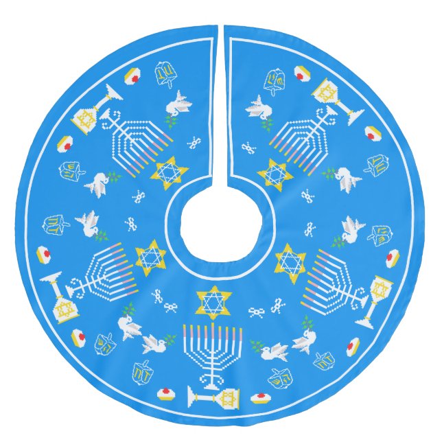 Happy Hanukkah Holiday Polyester Weihnachtsbaumdecke (Vorderseite)